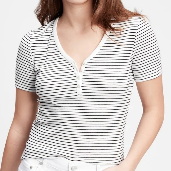 Gap Favorite Henley stripes t-shirt black white XL - Picture 8 of 8